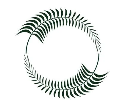 Leaf Round circle frame black and white, Vector illustration isolated Illustrazione stock