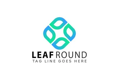 Leaf Round Square Logo Design Vector Illustration Stock Illustration