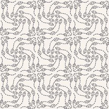 Leaf running stitch embroidery pattern. Simple needlework seamless vector イラスト素材