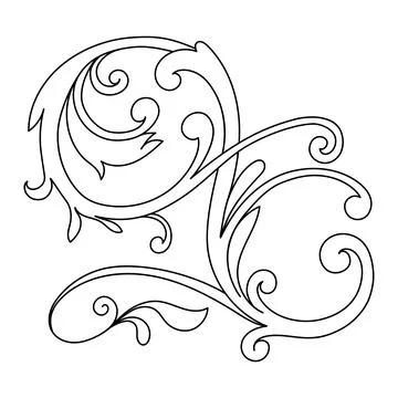 Leaf scroll engraved retro flower pattern, Floral ornament. Stock Illustration