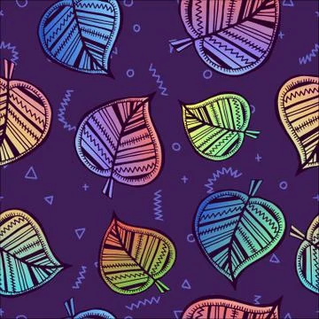 Leaf seamless pattern with colorful summer style Illustrazione stock