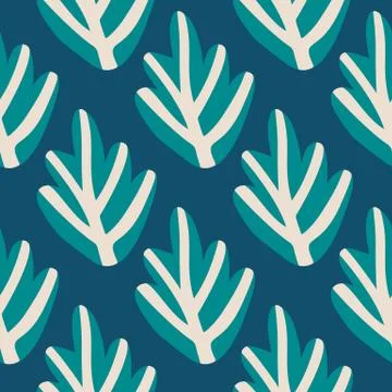 Leaf seamless pattern. Doodle leaves fabric textile design. Simple backdrop イラスト素材