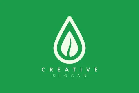Leaf shape and shape of water droplets combined. Modern vector design. Monogr Stock Illustration