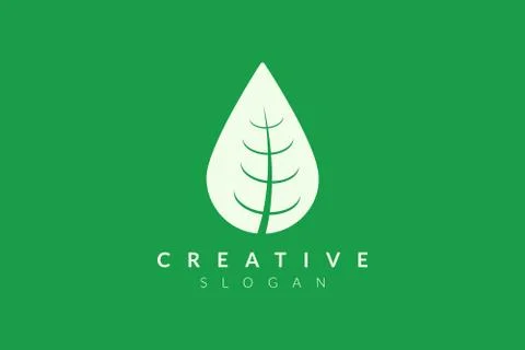 Leaf shape and shape of water droplets combined. Modern vector design. Monogr Stock Illustration