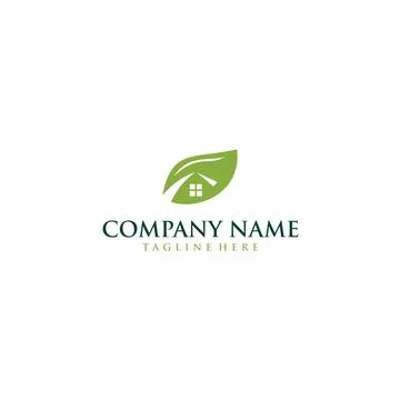 Leaf shape house logo Stock Illustration