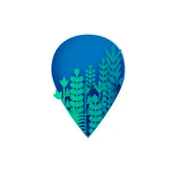 Leaf shape. Paper cut decor with green tropical flowers and leaves. Origami Stock Illustration