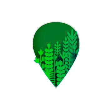 Leaf shape. Paper cut decor with green tropical flowers and leaves. Origami Stock Illustration