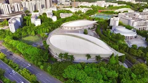 Leaf shaped campus roofs at South China Normal in Guangzhou China Stock-Footage 345959631
