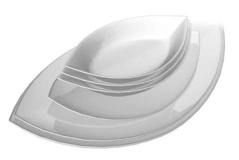 Leaf shaped ceramic serving dishes, 3D illustration Stock Illustration
