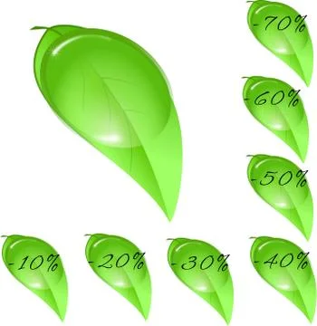 Leaf-shaped price tags for spring season discounts Stock Illustration