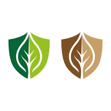 Leaf Shield Logo Design for Eco Nature Agriculture Protection Business Brand Stock Illustration