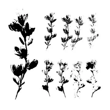 Leaf silhouette elements set isolated on white background. Stock Illustration