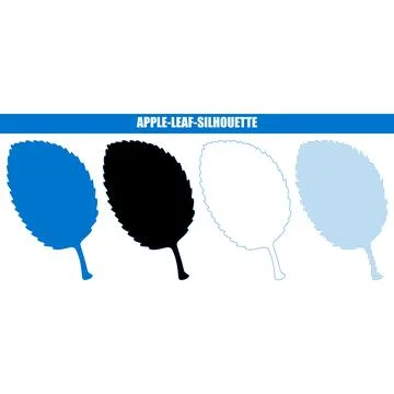 Leaf silhouette in solid blue black outline and gradient styles against a c.. 스톡 일러스트