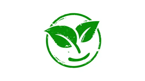 Leaf smile eco friendly symbol stamp and stamping isolated Stock Footage 277570460