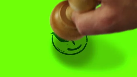 Leaf smile eco friendly symbol stamp and stamping isolated animation Stock Footage 277570958