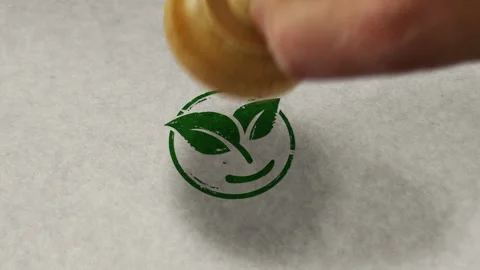 Leaf smile eco friendly symbol stamp and stamping loop animation Stock Footage 277571161