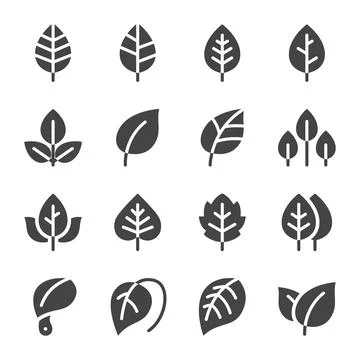 Leaf solid icon set 스톡 일러스트