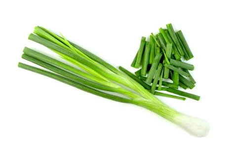 Leaf spring onion isolated on white background ,Green leaves pattern Stock Photos