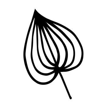 Leaf on stem vector icon. Hand-drawn illustration isolated on white Stock Illustration