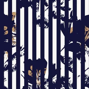 Leaf Striped Seamless Pattern Design Stock Illustration