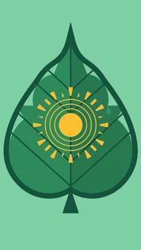 Leaf with Sun Icon Stock Illustration
