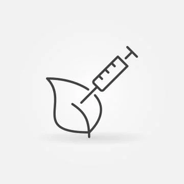 Leaf with Syringe vector concept icon in thin line style Stock Illustration