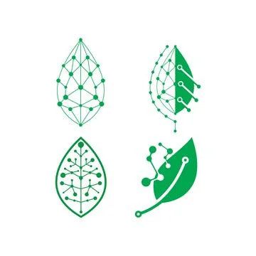 Leaf technology icon vector concept design template イラスト素材