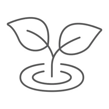 Leaf thin line icon, ecology and plant, flora sign Stock Illustration