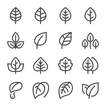 Leaf thin line icon set Stockillustratie