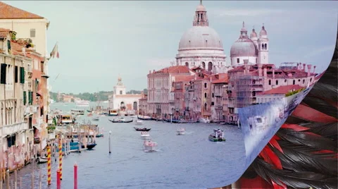 Leaf through with Venice view backgrounds. Stock Footage 42497764