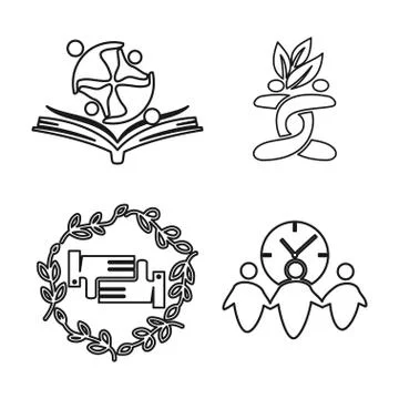 Leaf time book Commitment Teamwork Together Outline Logo 库存插图