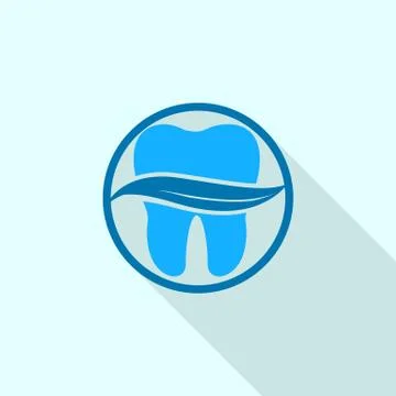 Leaf on tooth logo icon, flat style Stock Illustration