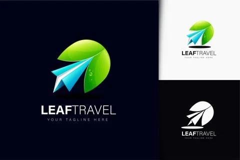 Leaf travel logo design with gradient Stock-Illustration