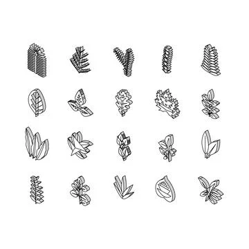 Leaf Of Tree, Bush Or Flower isometric icons set vector Stock Illustration