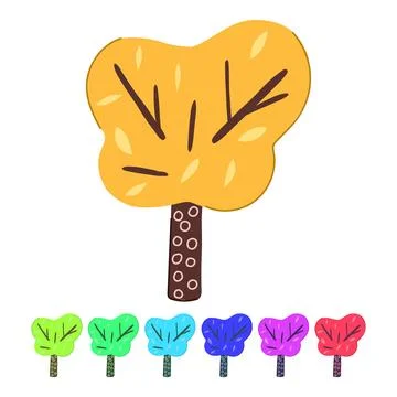 Leaf tree doodle flat vector cartoon graphic イラスト素材
