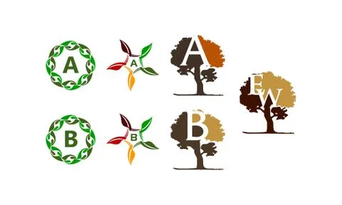 Leaf Tree Template Set Stock-Illustration