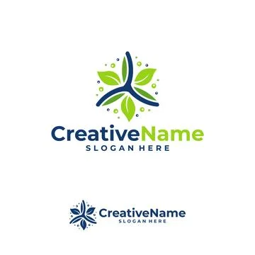 Leaf turbine logo vector template, Creative wind power logo design concepts Illustrazione stock