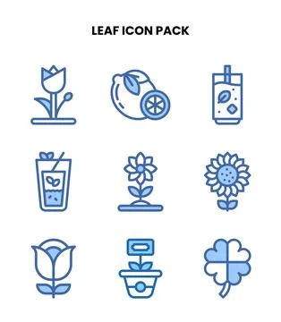 Leaf Two Colour UI Icons Pack Stock Illustration