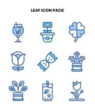 Leaf Two Colour Vector Icons Pack イラスト素材