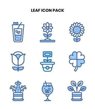Leaf Two Colour Vector Icons Pack Ilustração Stock