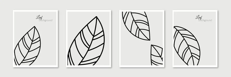 Leaf wall art vector set. Stock Illustration