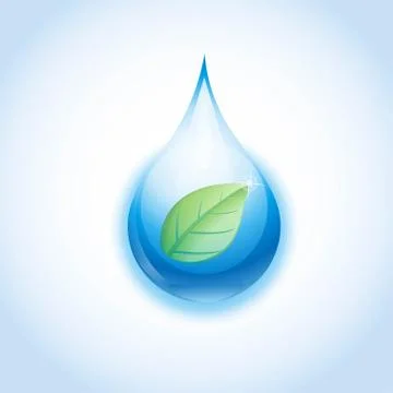 Leaf in water drop Stock Illustration