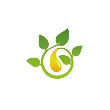 Leaf water drop logo design oil logo leaf oil design Stock Illustration