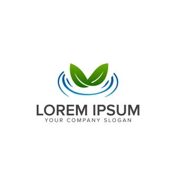 Leaf water logo design concept template Stock Illustration