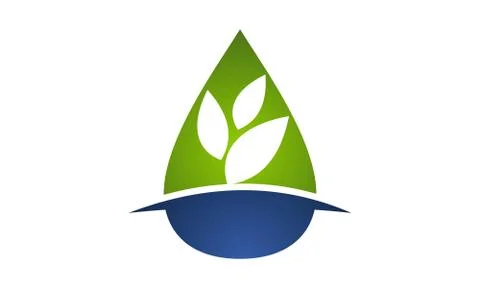 Leaf Water Logo Design Template Vector Ilustración de archivo