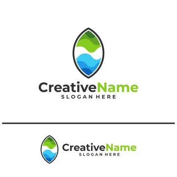 Leaf water logo design vector template, Creative leaf waves logo concepts i.. 스톡 일러스트
