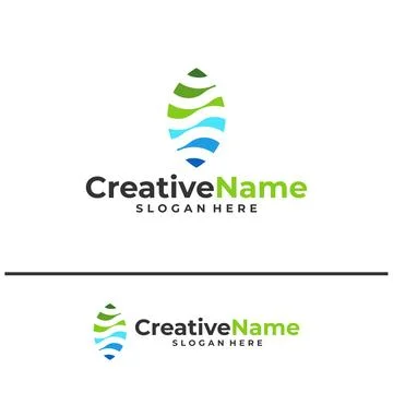 Leaf water logo design vector template, Creative leaf waves logo concepts i.. Stock Illustration