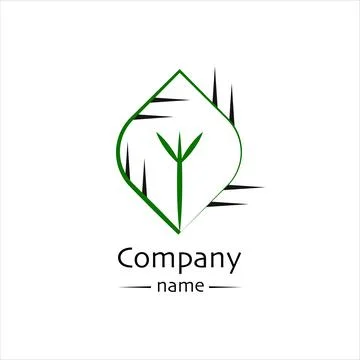 Leaf in which sprout, sharp lines, logo for the reserve or park Stock Illustration