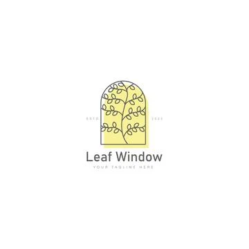Leaf with window line logo design icon illustration Stock Illustration