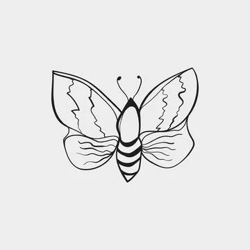 Leaf Wing Moth Butterfly Line Art Иллюстрация